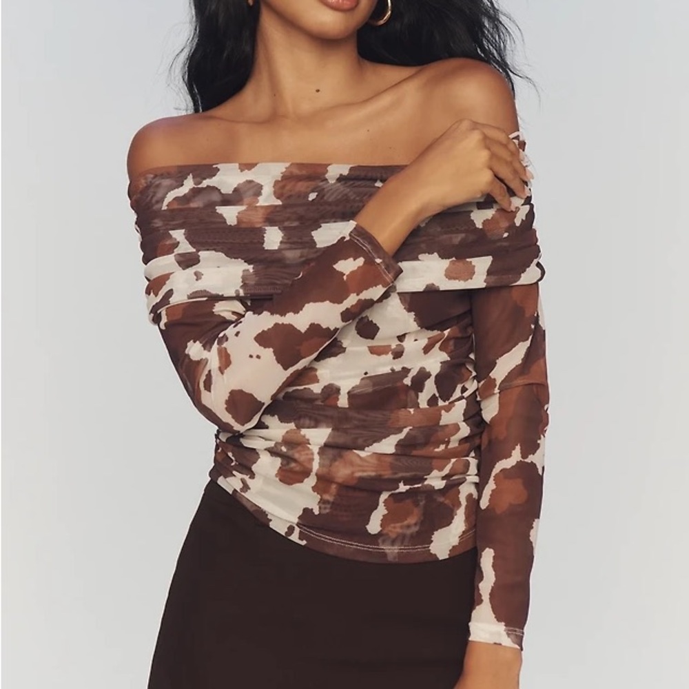 Anthropologie Maeve The Aleda Mesh Off-Shoulder Top